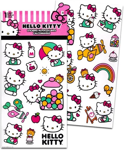 Vista 2 de Hello Kitty Juego de calcomanías de arte de uñas para niñas, paquete con calcomanías, tatuajes, uñas a presión para suministros de fiesta