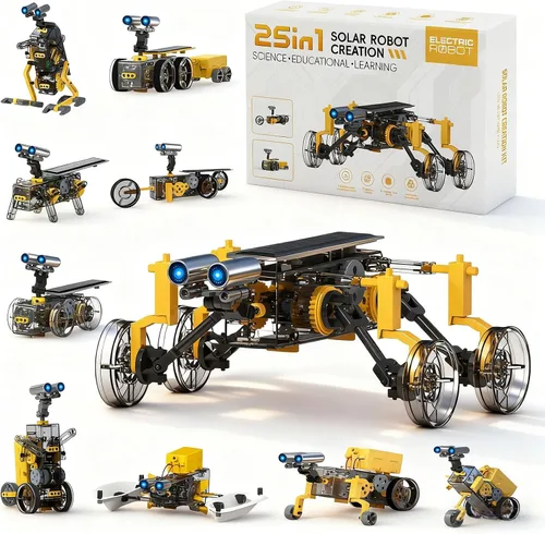 Vista 8 de STEM 25 en 1 Robot Solar Kit Educativo Juguetes de Construcción para Niños Azul y naranja