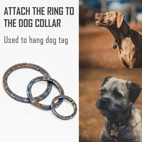 Vista 4 de KeyUnity Titanium Flat Key Rings, 332517.5mm Side Pushing Split Ring for Key Carabiner Flashlight Knife Dog ID Collar Tag