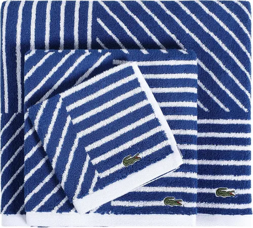 Vista 19 de Lacoste Guethary - Toalla de baño 100% algodón a rayas, aloe, 30 x 54