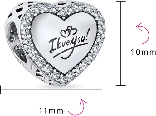 Vista 3 de Abalorio personalizado con monograma del alfabeto A-Z, inicial, nudo de amor, corazón infinito, San Valentín, parejas, para mujeres, adolescentes