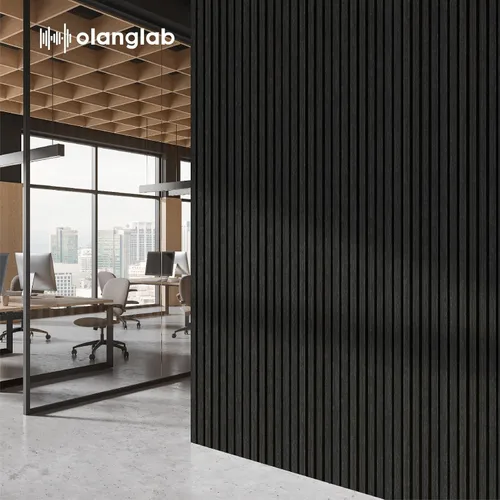 Vista 7 de Olanglab Paquete de 4 paneles de pared de listones de madera, paneles de pared acústicos de madera, 94.5"x12.6" pulgadas, cada uno de los paneles