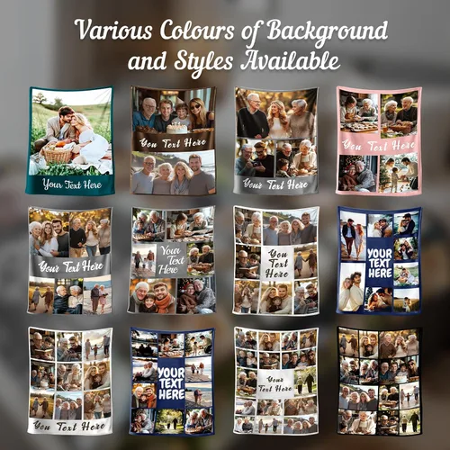 Vista 5 de Mantas personalizadas con 1 foto y texto impreso en Estados Unidos Manta personalizada con imagen de 30 x 40 pulgadas Mantas personalizadas