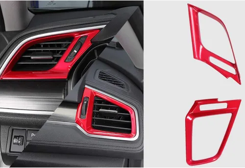 Vista 2 de 3 piezas de ajuste de salida de ventilación central para Honda Civic 2016 Rojo