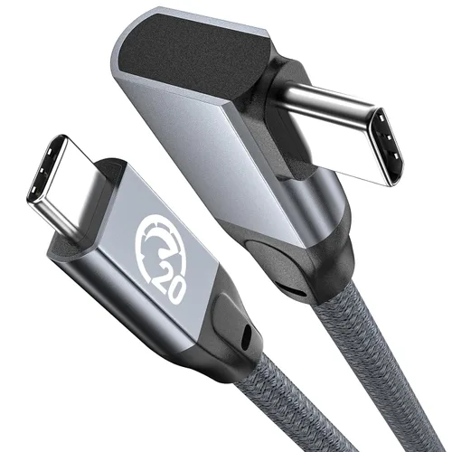 Vista 12 de UseBean Cable USB C de 90 Grados 0.5 Pies, 6 Pulgadas Corto USBC a USBC 3.2 Gen2 20Gbps Cable de Ángulo Recto, Video 4K Carga 100W, Cable Cargador