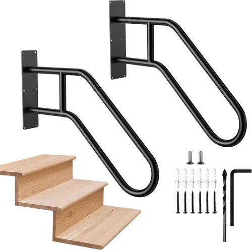 Vista 13 de Munzong - Barandillas blancas de 16 pulgadas para escaleras de 1 a 3 escalones, barandilla antideslizante de acero inoxidable SUS304 para escaleras