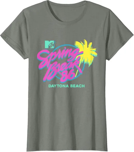 Vista 10 de MTV Camiseta de cuello redondo de ajuste clásico - Spring Break Daytona Beach, negro, adulto, manga corta, algodón y poliéster