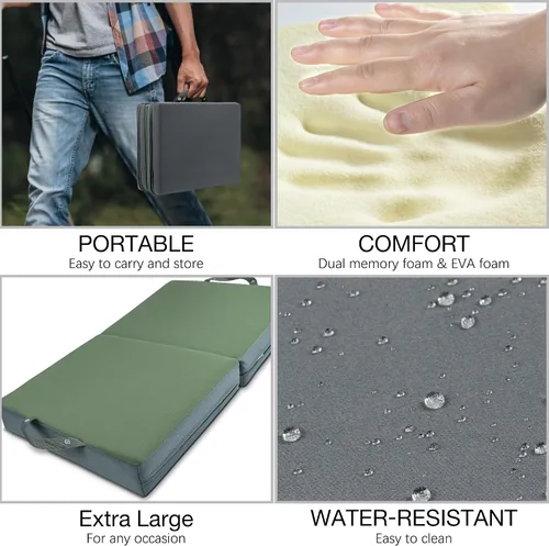 Vista 6 de KI Store Rodillera de jardín con forma de memoria para jardinería, extra gruesa, resistente al agua, almohada de oración para trabajo, yoga, Oliva
