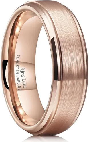 Vista 11 de King Will Anillo de Boda Clásico de Tungsteno para Hombre, Anillos de 6/7/8/9/10mm de Ancho, Acabado Pulido, Borde de Escalón Mate, Ajuste Cómodo