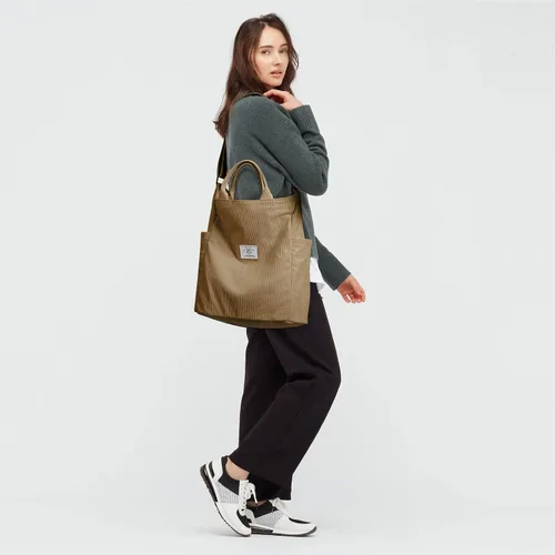 Vista 8 de KALIDI Bolso de mano de pana, bolso de mensajero con cremallera, bolso bandolera estilo hobo casual, para el trabajo, compras, para mujer