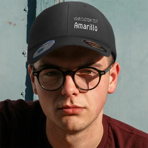 Vista 2 de Custom Flexfit Cap for Men & Women Embroidered Amarillo Texas Tx Tex. Texan The Lone Star Hats Baseball Large XLarge Black Personalized Text Here