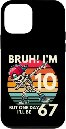 Vista 16 de Bruh I'm 10 But One-Day I'll Be 67 Retro 10th Birthday Kids Case for iPhone 17