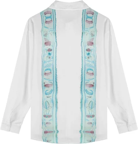 Vista 7 de Camisas de guayabera cubana para hombre, de manga larga, informal, con botones, de algodón, para la playa