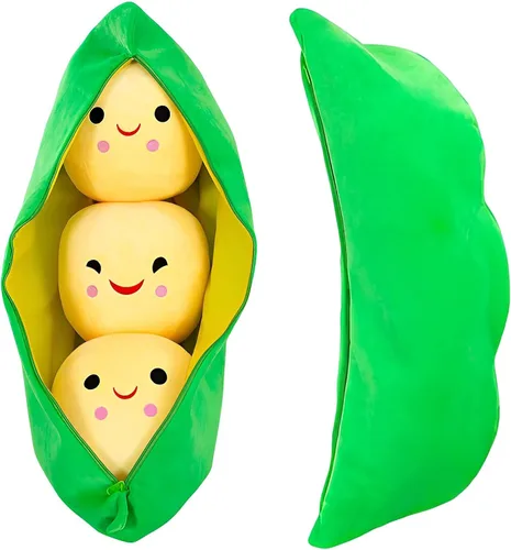 Vista 10 de AOQI Muñeco de peluche gigante de guisantes en vaina, almohada de vaina de guisantes, lindos muñecos de guisantes de peluche, muñeca de planta