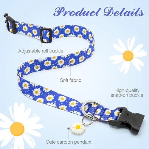Vista 3 de Collares florales para perros grandes, collares suaves y lindos para perros y niñas, collar de flores bonitas con dijes de margaritas, regalo