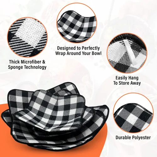 Vista 3 de Juego de 4 soportes para ollas o tazones para microondas para mantener la comida caliente, resistente al calor, protector de agarradera grande