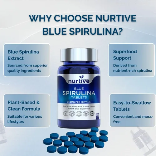 Vista 7 de Tabletas de espirulina azul – 250 mg por porción diaria, superalimento de ficocianina, 120 tabletas, 2 tabletas por día – Suministro de 2 meses