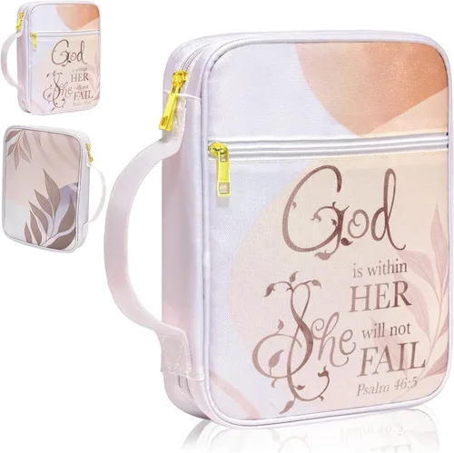 Vista 24 de GUEER Funda para Biblia para hombres, Portabiblia, Funda para Biblia Bolsa Organizadora de Transporte, con Cremallera y Bolsillos para Biblia