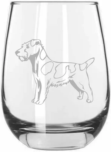 Vista 384 de Shar Pei (chino) - Vaso de vino sin tallo grabado para perro, 15.25 onzas