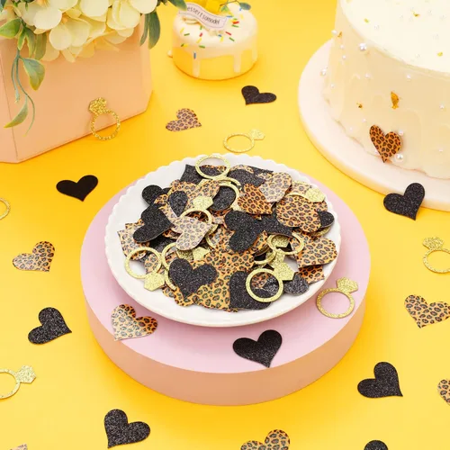 Vista 5 de Decoraciones de leopardo para despedida de soltera, 200 unidades, confeti de guepardo, confeti de mesa de leopardo, para despedida de soltera
