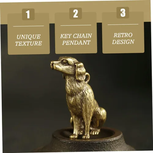 Vista 5 de Llavero de perro Feng Shui Animal Escultura de Perro Vintage Dijes de Perro Chino Feng Shui Figuritas Coleccionables de Animales Figura del Zodiaco