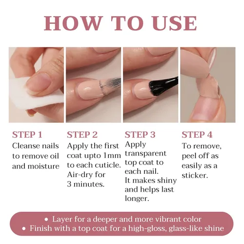 Vista 7 de Juego de esmaltes de uñas rosa coral, juego de 3 piezas a base de agua vegano melocotón y rubor nude con capa superior brillante Uñas frescas