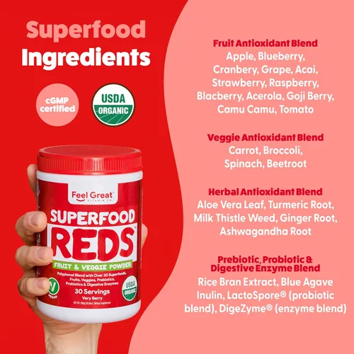 Vista 2 de Polvo orgánico de superalimentos rojos Suplemento de frutas y verduras Mezcla de batidos cargada con polvo de raíz de remolacha orgánica