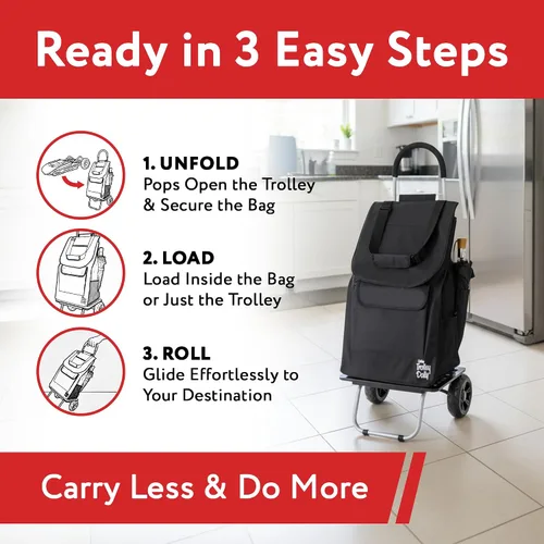 Vista 5 de dbest products - Carrito plegable de compras Trolley Dolly, Negro