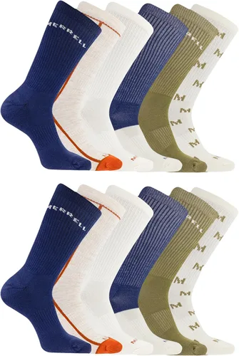 Vista 7 de Merrell Men's and Women's Recycled Cushioned Crew Socks-6 & 12 Pairs-Hiking Arch Support negro (6 pares)