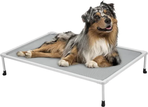 Vista 7 de [Usado] Veehoo Cama elevada para perros a prueba de masticaciones, cuna elevada para mascotas, malla transpirable, lavable y antideslizante para Azul