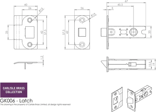 Vista 7 de Carlisle Brass GK006SNCP/INTB BELAS Latch Pack, níquel satinado/cromo pulido