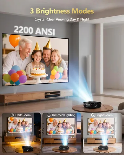 Vista 7 de Proyector 4K para simulador de golf, cine en casa y juegos, 2200 lúmenes Negro