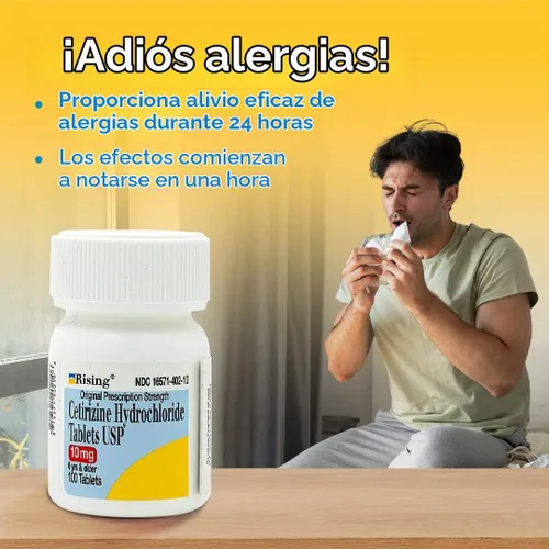 Vista 5 de Rising Pharma - Cetirizina HCL 10 mg - Tabletas anthistamínicas para la alergia estacional- 100 tabletas