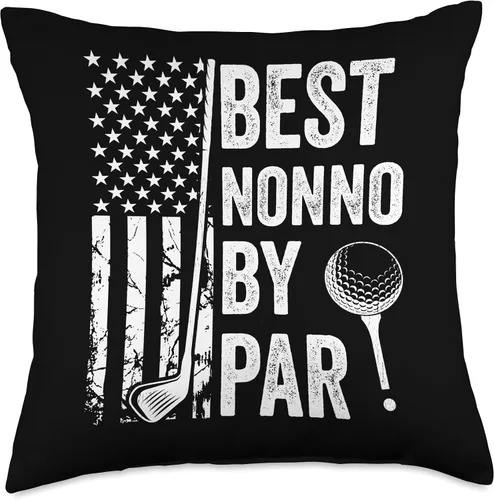 Vista 4 de Best Dad By Par Golfing Apparel by AlphaONE Best Nonno by Par USA Flag Father's Day Golfing Dad Throw Pillow, 16x16, Multicolor