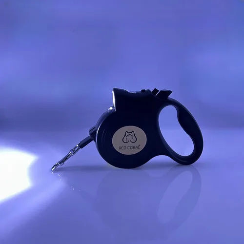 Vista 6 de Correa retráctil con luz LED para perros pequeños a medianos, extensible de 16 pies para paseos nocturnos seguros (negro)