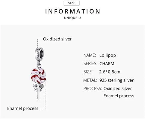 Vista 3 de Abalorio de caramelo para pulseras de plata de ley 925 original para cumpleaños, día de la madre, Navidad, para pulseras de Pandora o collar