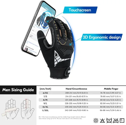 Vista 6 de Vgo... 32°F Waterproof Winter Work Gloves Men Mechanic Touch(SL8849FW)