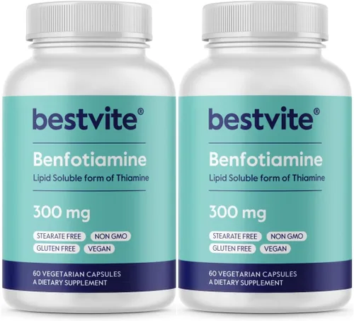 Vista 10 de BESTVITE Benfotiamina 300mg (60 cápsulas vegetales) - Sin estearatos