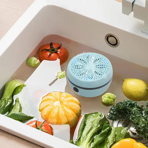 Vista 3 de Lavadora de frutas y verduras, dispositivo limpiador de verduras portátil con 3 engranajes de limpieza purificador de lavadora de frutas para Azul