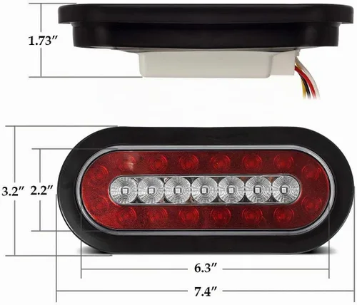 Vista 7 de Partsam 2 luces LED ovaladas de freno para remolque de camión de 6 pulgadas, luces traseras para luces traseras rojas y ámbar, luces direccionales