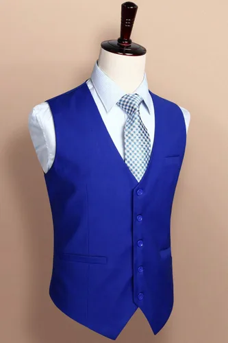 Vista 2 de HISDERN Chaleco de traje para hombre con 3 bolsillos para traje o esmoquin