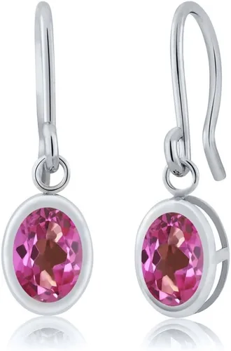 Vista 21 de Gem Stone King Aretes colgantes de plata de ley 925 de 0.276 x 0.197 in con piedra natal ovalada de alambre francés para mujer