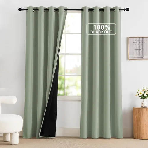 Vista 45 de NICETOWN Cortinas 100% Opacas Cortas de 36 Pulgadas de Largo para Dormitorio, Privacidad Aislamiento Térmico con Ojales Cortinas de Ventana