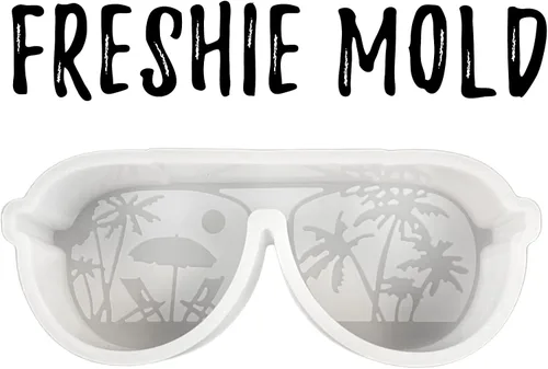 Vista 2 de Gafas de sol Tropical Beach Palm Tree Scene Summer Car Freshie Molde de silicona 5 x 2.5 x 1 pulgadas para perlas aromáticas perfumadas de resina