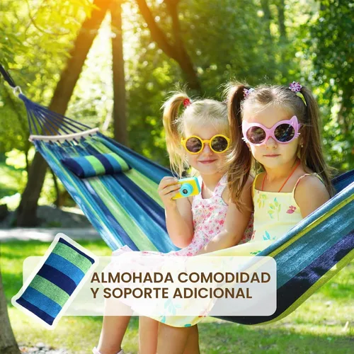 Vista 2 de Chihee - Hamaca de algodón de 8.9 x 4.9 pies con capacidad para hasta 660 libras, evita que se incline lateralmente Soft Fabric Tree Hammock