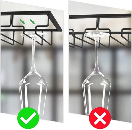 Vista 3 de Soporte para tazas de vino, decoración de mesa, organizador de metal para bar, cocina, estante para copas debajo del gabinete, estante