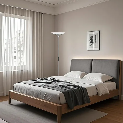 Vista 5 de Lámpara de pie Torchiere plateada metalizada, lámpara de pie LED regulable de 30 W con control remoto/botón, 1800 lm, 3000-6500 K, luz de poste