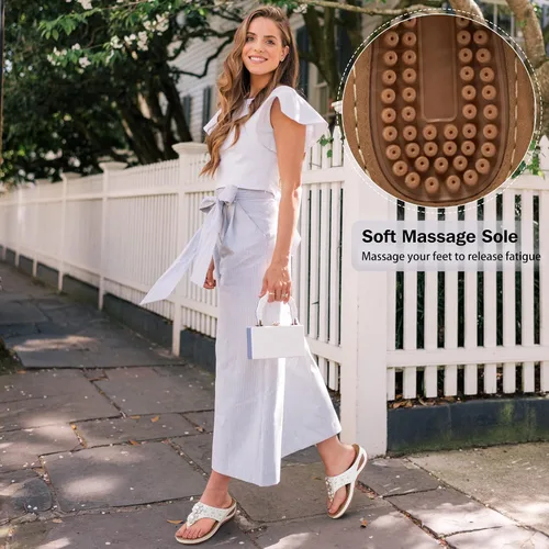 Vista 2 de Ecetana Sandalias de plataforma para mujer cómodas y elegantes zapatos de playa de verano para caminar