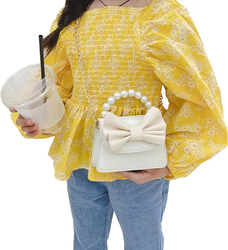 Vista 4 de BABOMAREON - Bolso cruzado pequeño para niñas y niñas pequeñas con lazo