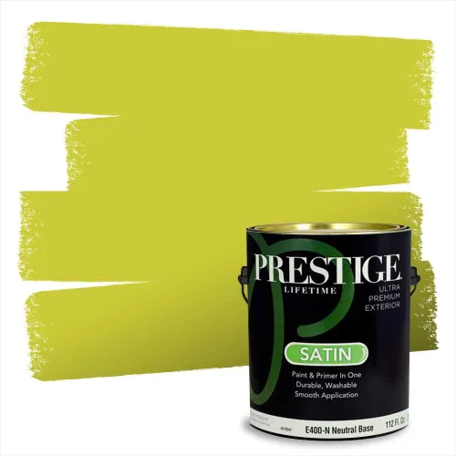 Vista 239 de PRESTIGE Pinturas de pintura exterior e imprimación en uno, 1 galón, plano, combinación comparable de Benjamin Moore* Manzanilla*